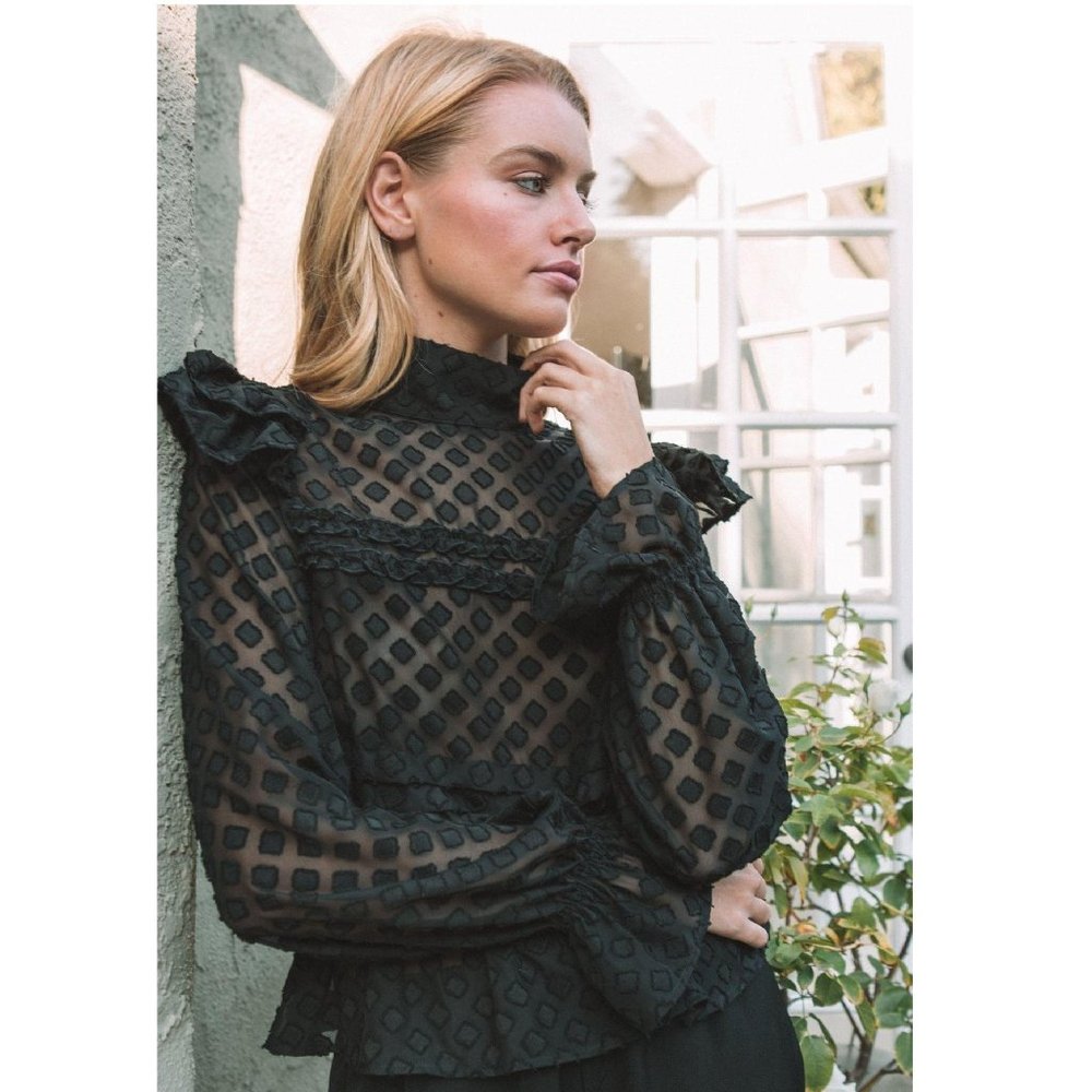 NWT Senlis Cici Victorian Long Sleeve Boho Blouse